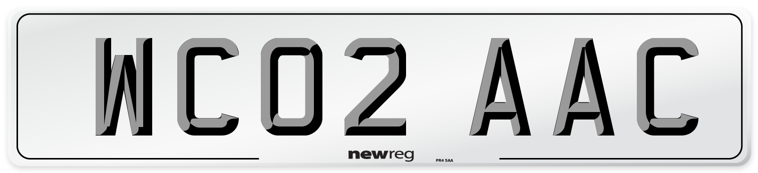 WC02 AAC Number Plate from New Reg